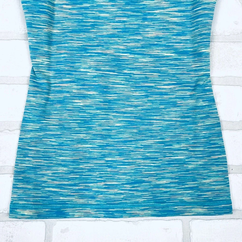 Ivivva Girls Space Dye Activewear Tank Top Blue Teal Racerback Shelf Bra Size 12